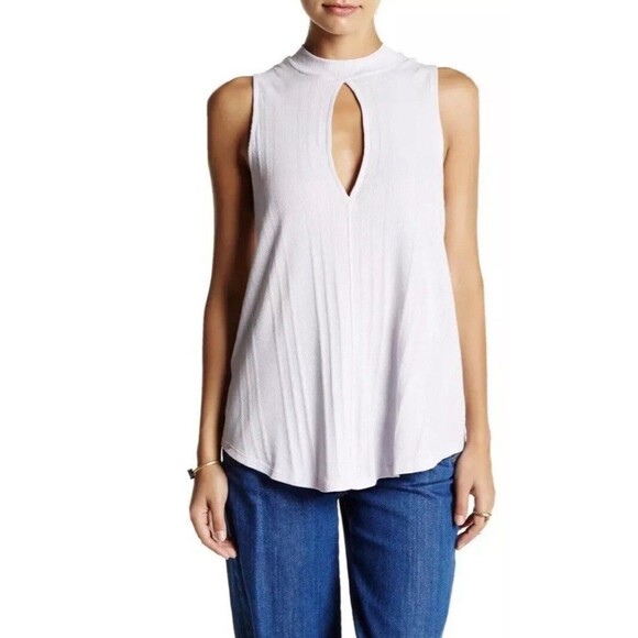 Women’s Free people faye ribbed tank White Basic Blouse size Medium - Picture 1 of 5